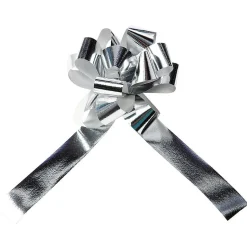 New DecoWoerner Metallic-Ziehschleifen, 10 Cm Ø, , 50 Stück silber