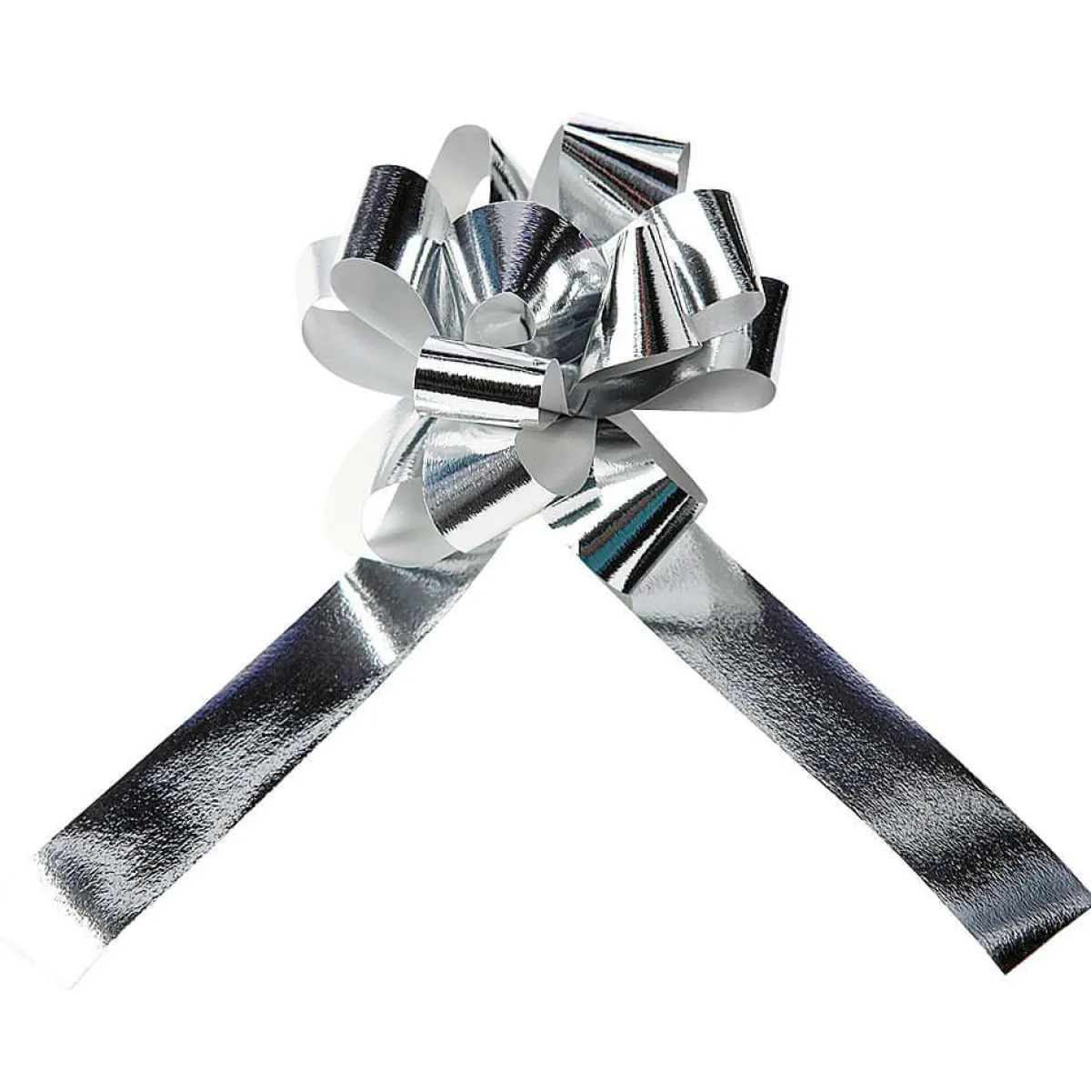 New DecoWoerner Metallic-Ziehschleifen, 10 Cm Ø, , 50 Stück silber