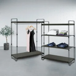 Best DecoWoerner Mittelraum-Gondel LOFT, Mit Kleiderstange, 124 X 153 Cm schwarz