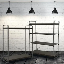 Best DecoWoerner Mittelraum-Gondel LOFT, Mit Kleiderstange, 124 X 153 Cm schwarz