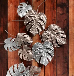 Discount DecoWoerner Monstera Kunstblätter Rosé 37 Cm 5 Stück rosa