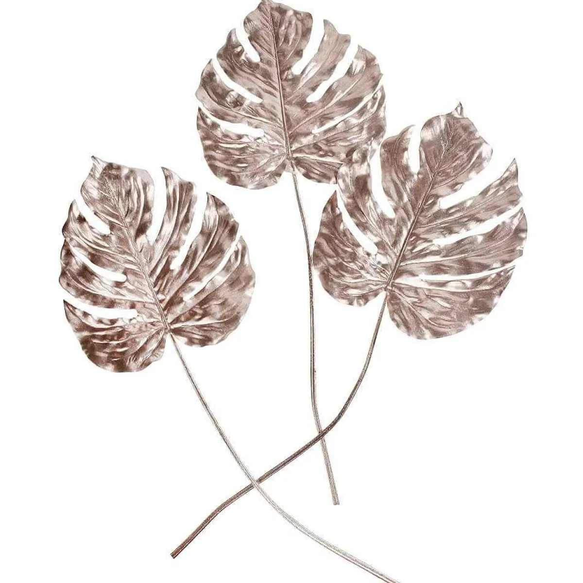Clearance DecoWoerner Monstera-Kunstblätter Rosé 70 Cm 3 Stück rosa