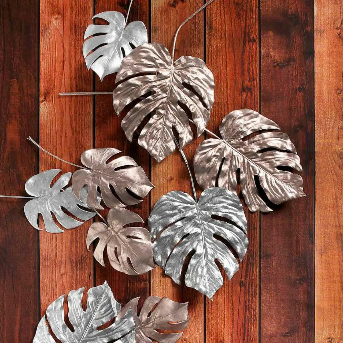 Clearance DecoWoerner Monstera-Kunstblätter Rosé 70 Cm 3 Stück rosa