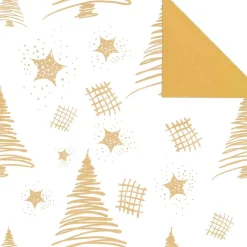 New DecoWoerner Nachhaltiges, Doppelseitiges Weihnachts-Geschenkpapier Mit Tannenbäumen & Sternen In – 50 M Geschenkpapier-Rolle gold