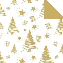 New DecoWoerner Nachhaltiges, Doppelseitiges Weihnachts-Geschenkpapier Mit Tannenbäumen & Sternen In – 50 M Geschenkpapier-Rolle gold