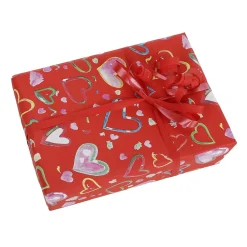 Outlet DecoWoerner Nachhaltiges Geschenkpapier Bunte Herzen, , 50 Cm X 50 M rot
