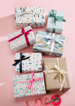 Hot DecoWoerner Nachhaltiges Kraftpapier Aus Zuckerrüben Mit en & Weißen Streifen – 50 M Geschenkpapier-Rolle grün