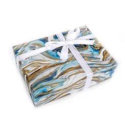 Hot DecoWoerner Nachhaltiges, Marmoriertes Geschenkpapier In Blau & Gold – 50 M Geschenkpapier-Rolle mehrfarbig