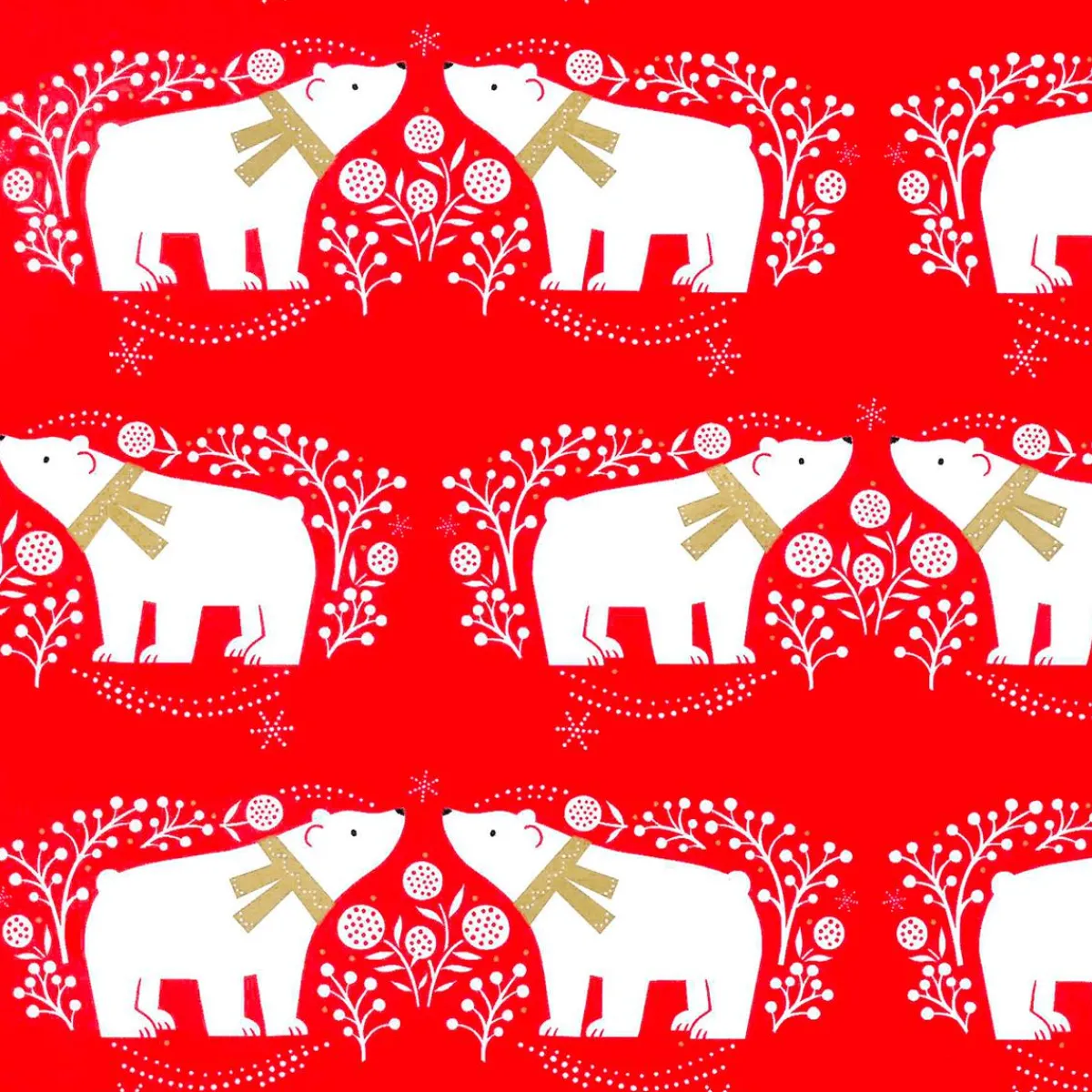 Outlet DecoWoerner Nachhaltiges, es Weihnachts-Geschenkpapier Mit Weißen Eisbären – 50 M Geschenkpapier-Rolle rot