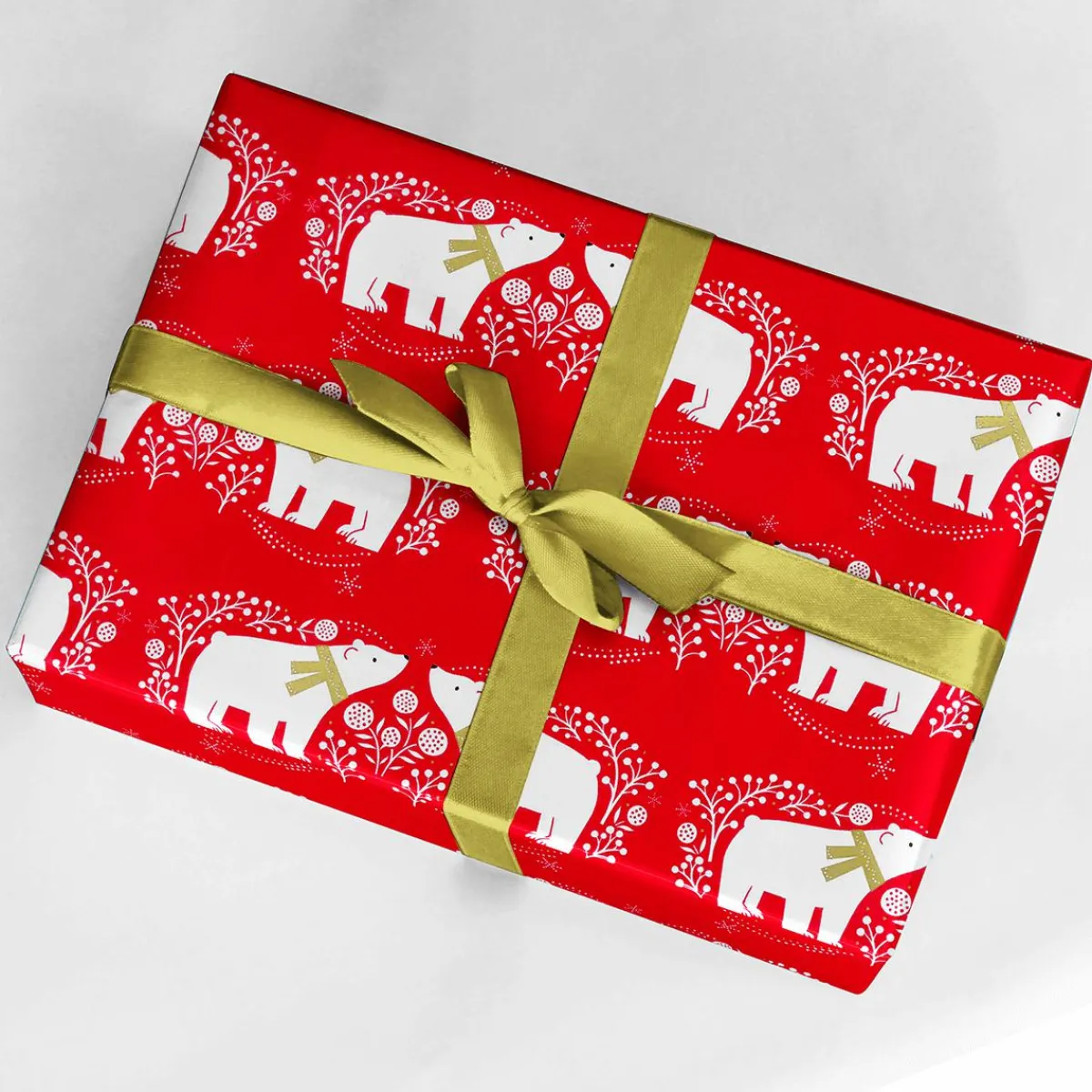 Outlet DecoWoerner Nachhaltiges, es Weihnachts-Geschenkpapier Mit Weißen Eisbären – 50 M Geschenkpapier-Rolle rot