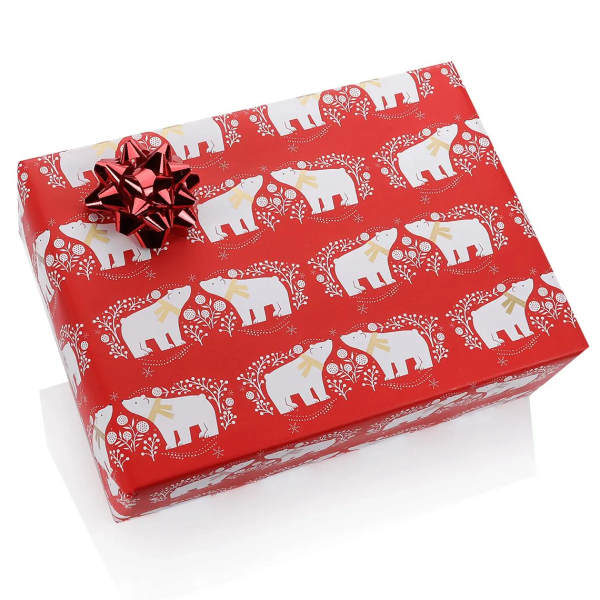 Outlet DecoWoerner Nachhaltiges, es Weihnachts-Geschenkpapier Mit Weißen Eisbären – 50 M Geschenkpapier-Rolle rot