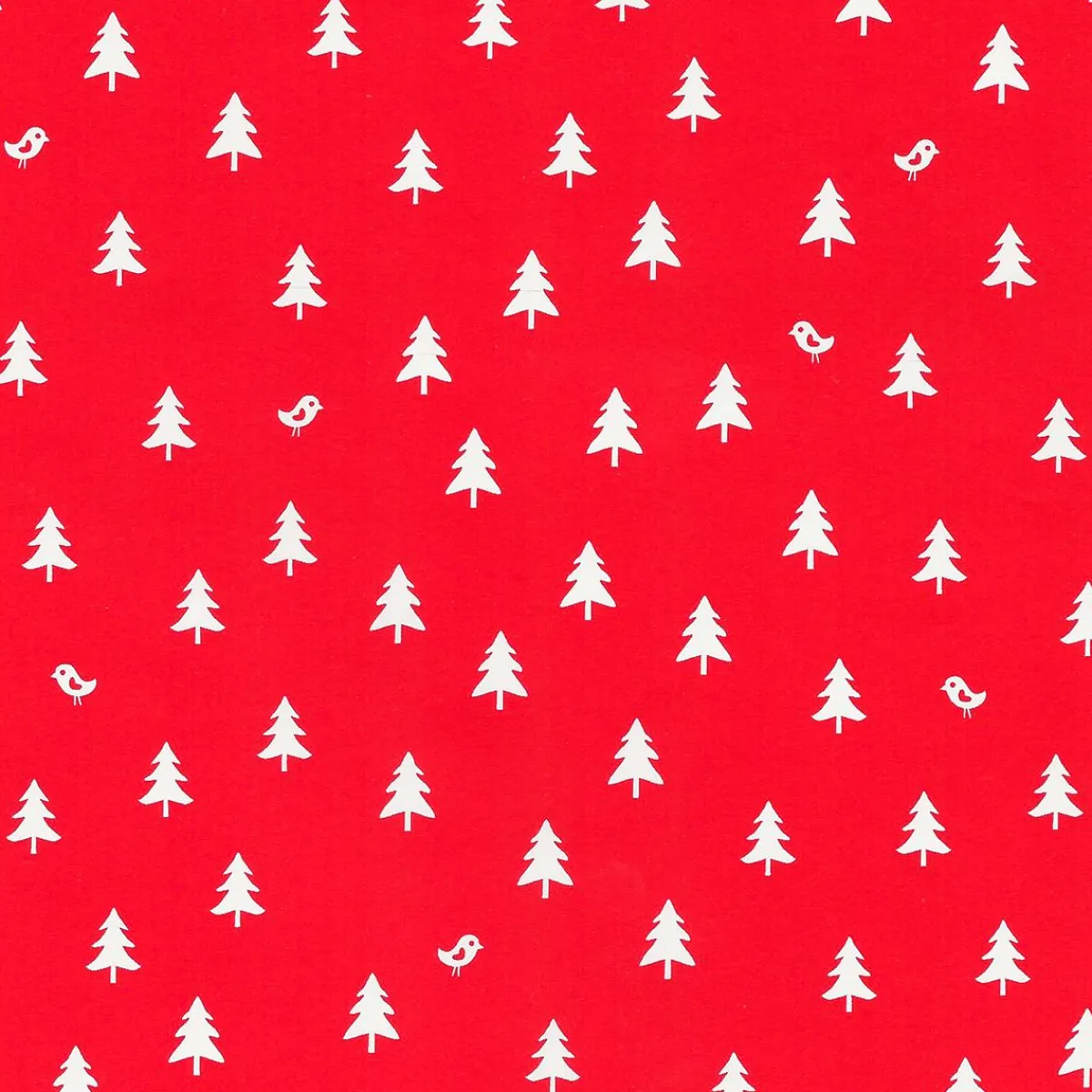 Discount DecoWoerner Nachhaltiges, es Weihnachts-Geschenkpapier Mit Weißen Tannenbäumen – 50 M Geschenkpapier-Rolle rot
