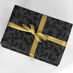 Online DecoWoerner Nachhaltiges, es Geschenkpapier Mit Glänzendem Rankenmuster – 50 M Geschenkpapier-Rolle schwarz
