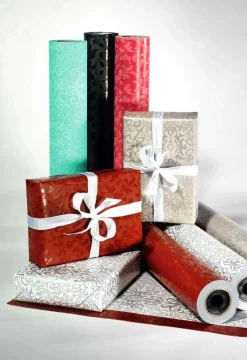 Online DecoWoerner Nachhaltiges, es Geschenkpapier Mit Glänzendem Rankenmuster – 50 M Geschenkpapier-Rolle schwarz