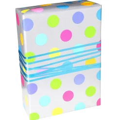 New DecoWoerner Nachhaltiges, nes Geschenkpapier Mit Bunten Punkten – 50 M Geschenkpapier-Rolle silber