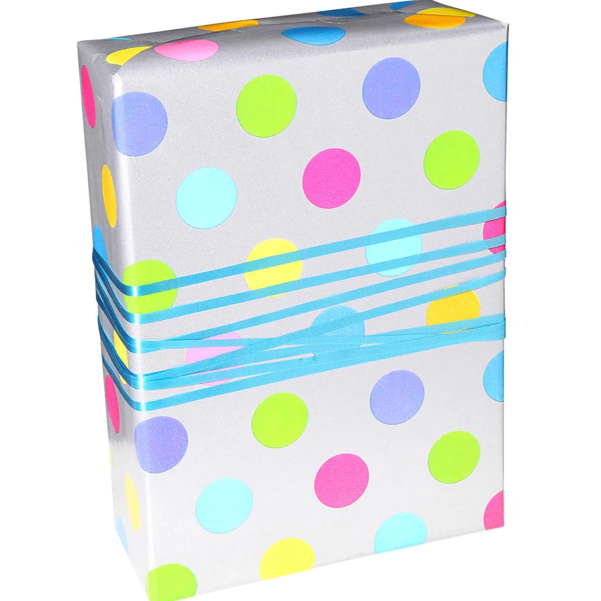 New DecoWoerner Nachhaltiges, nes Geschenkpapier Mit Bunten Punkten – 50 M Geschenkpapier-Rolle silber