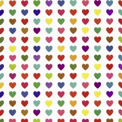 DecoWoerner Nachhaltiges, Weißes Geschenkpapier Mit Bunten Herzchen – 50 M Geschenkpapier-Rolle mehrfarbig