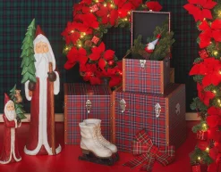 Best DecoWoerner Naturgetreu Bemalter Weihnachtsmann In Holzoptik 51 Cm rot