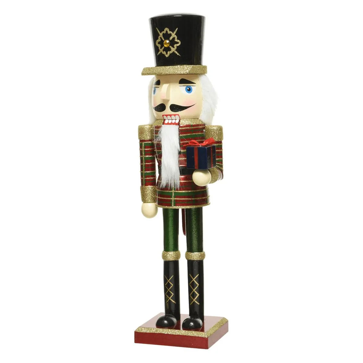 New DecoWoerner Nussknacker Mit Geschenk Aus Holz 38 Cm rot