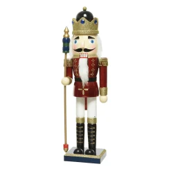 Best DecoWoerner Nussknacker Mit Zepter Aus Holz 38 Cm rot