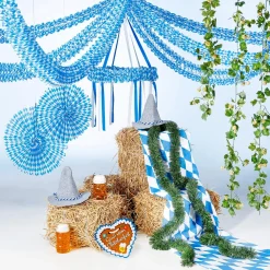 DecoWoerner Oktoberfest Deko-Kranz Mit 6 Bändern Weiß 75 Cm Ø X 120 Cm Hoch blau
