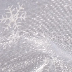 Outlet DecoWoerner Organza Stoff Schneeflocken 150 Cm Breit weiß