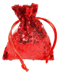 Hot DecoWoerner Organzasäckchen Pailletten 10 Cm, 10 Stück, rot
