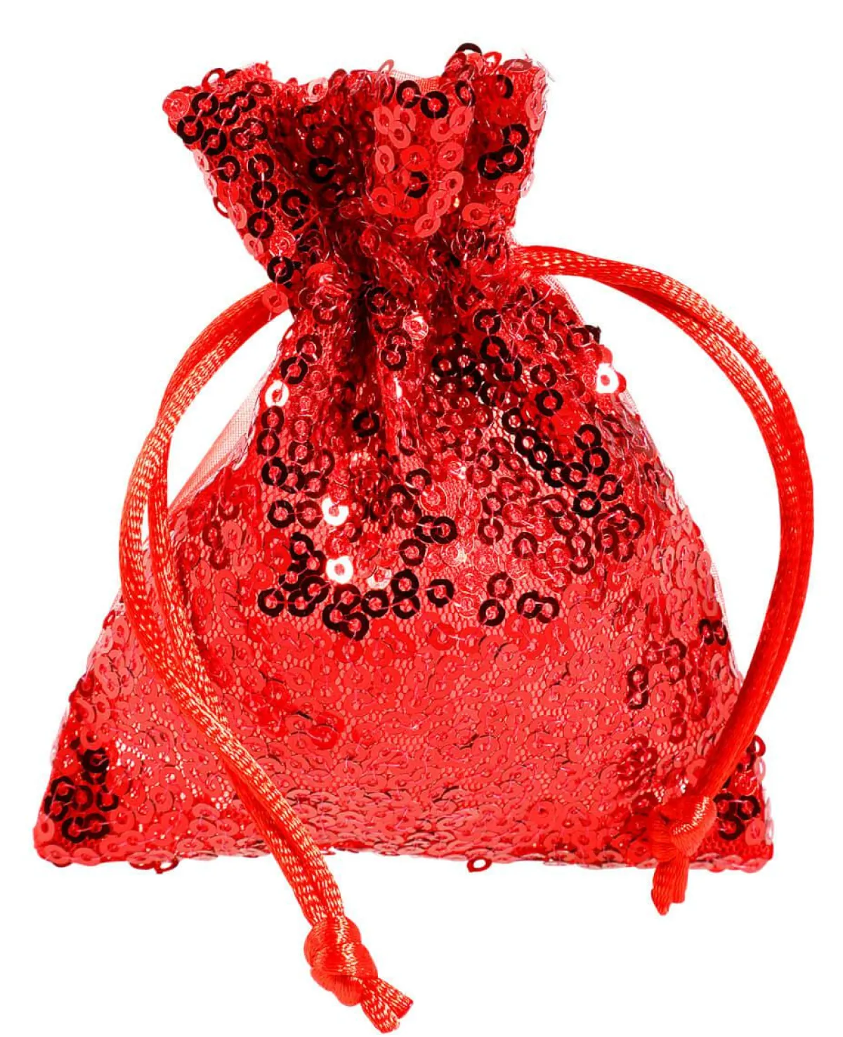 Hot DecoWoerner Organzasäckchen Pailletten 10 Cm, 10 Stück, rot