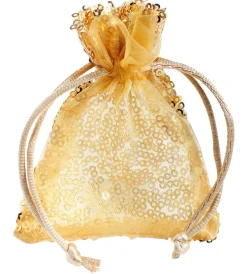 Online DecoWoerner Organzasäckchen Pailletten 10 Cm, 10 Stück, gold