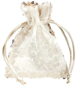 Online DecoWoerner Organzasäckchen Pailletten 10 Cm, 10 Stück, Champagner weiß