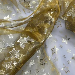 Sale DecoWoerner Organza-Stoff "Sternchen" 145 Cm Breit gold