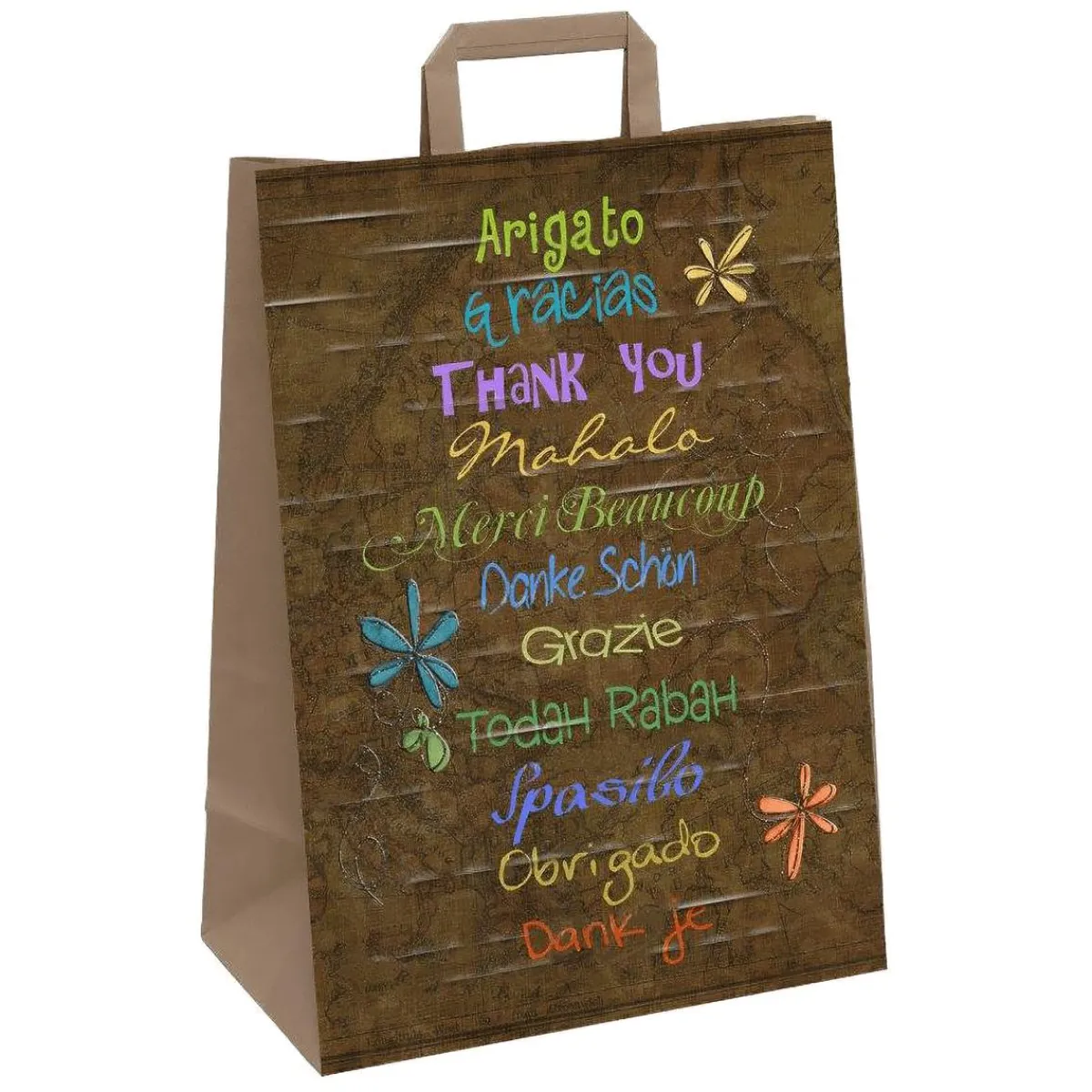 Best DecoWoerner Papier Tragetasche Danke 35 X 26 X 12 Cm braun