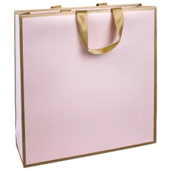 New DecoWoerner Papiertasche "Metallic" 37 X 42 X13 Cm & Gold 10 Stück rosa