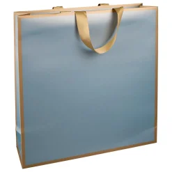 Best DecoWoerner Papiertasche "Metallic" 37 X 42 X 13 Cm Hellblau & Gold 10 Stück weiß