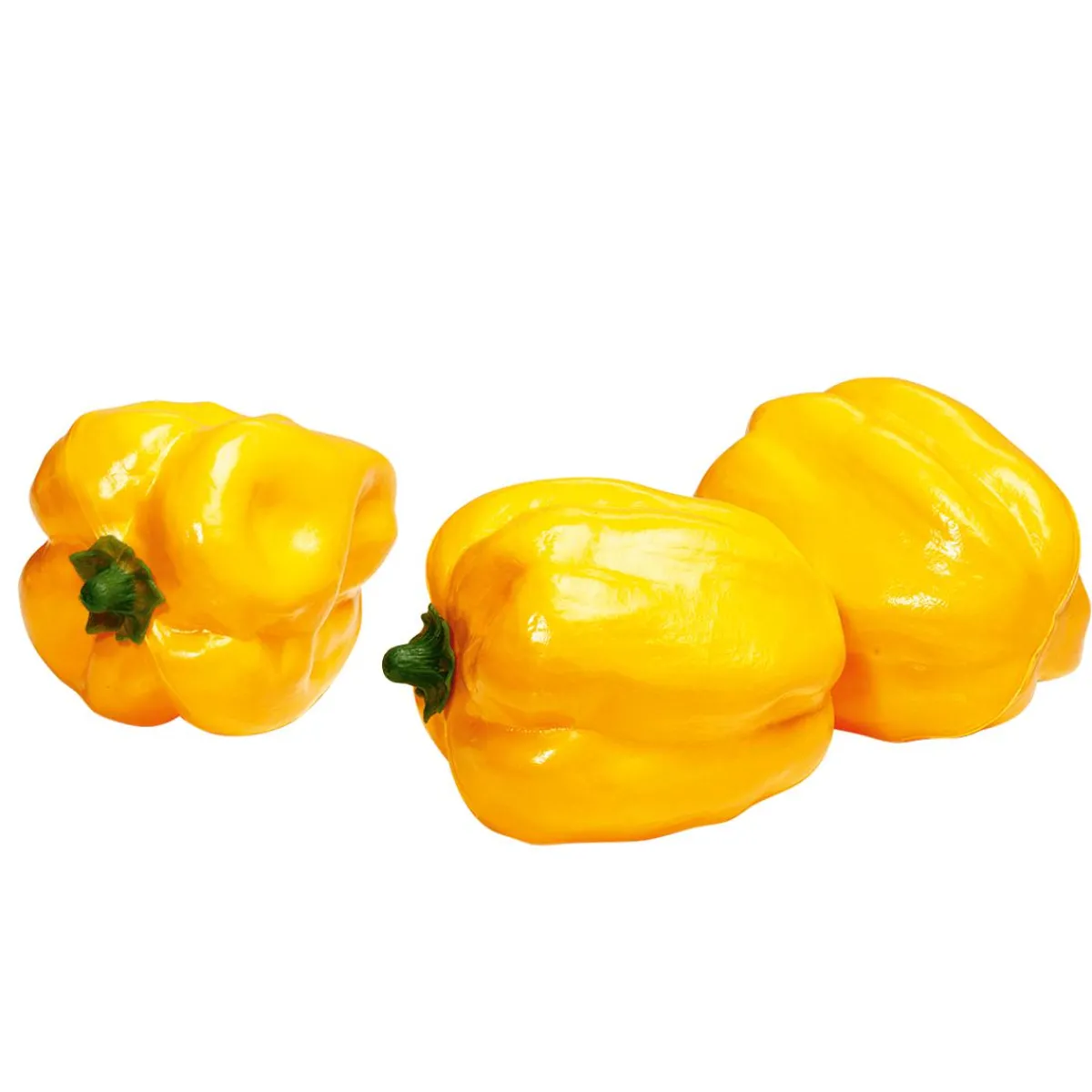 Discount DecoWoerner Paprika Lebensmittel-Attrappe, Pack à 3 Stück gelb