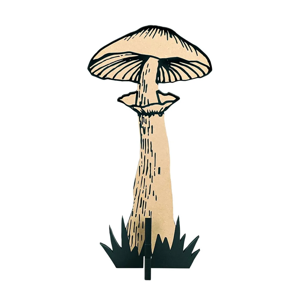 DecoWoerner Pilz Aufsteller Natur / Schwarz 20 X 39 Cm