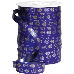 Discount DecoWoerner Polyband "Blattornament", 10 Mm, blau