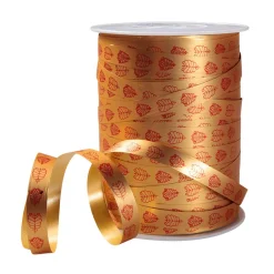 Clearance DecoWoerner Polyband "Blattornament", 10 Mm, gold