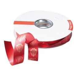 DecoWoerner Polyband "Blattornament", 19 Mm, rot