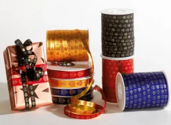 DecoWoerner Polyband "Blattornament", 19 Mm, rot