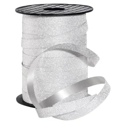DecoWoerner Poly-Geschenkband "Glimmer", , 10 Mm, 100 M weiß