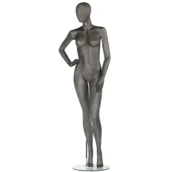 Discount DecoWoerner Premium Damen Schaufensterpuppe, Rechter Arm Angewinkelt, Anthrazit Grau