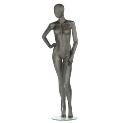 Discount DecoWoerner Premium Damen Schaufensterpuppe, Rechter Arm Angewinkelt, Anthrazit Grau
