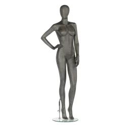 Discount DecoWoerner Premium Damen Schaufensterpuppe, Rechter Arm Angewinkelt, Anthrazit Grau