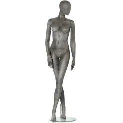 DecoWoerner Premium Damen-Schaufensterpuppe, Beine überkreuz, Anthrazit Grau