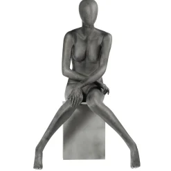 Online DecoWoerner Premium Schaufensterpuppe Dame, Sitzend, Anthrazit Grau