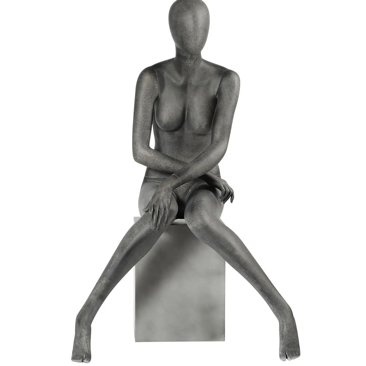 Online DecoWoerner Premium Schaufensterpuppe Dame, Sitzend, Anthrazit Grau