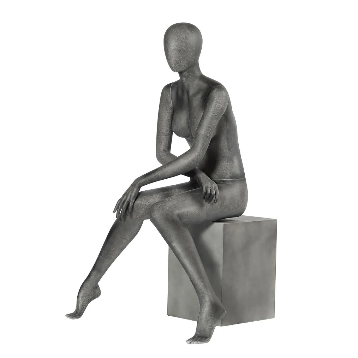 Online DecoWoerner Premium Schaufensterpuppe Dame, Sitzend, Anthrazit Grau