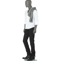 New DecoWoerner Premium Schaufensterpuppe Mann, Rechtes Bein Angewinkelt Grau