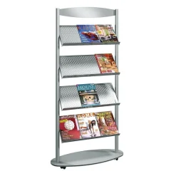 Clearance DecoWoerner Prospektregal "Alu-Design", 12 X A4 silber
